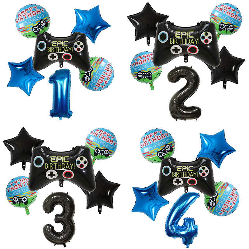 Party Games Baby Shower - 6 stks Gamepad Jongen Spel Folie