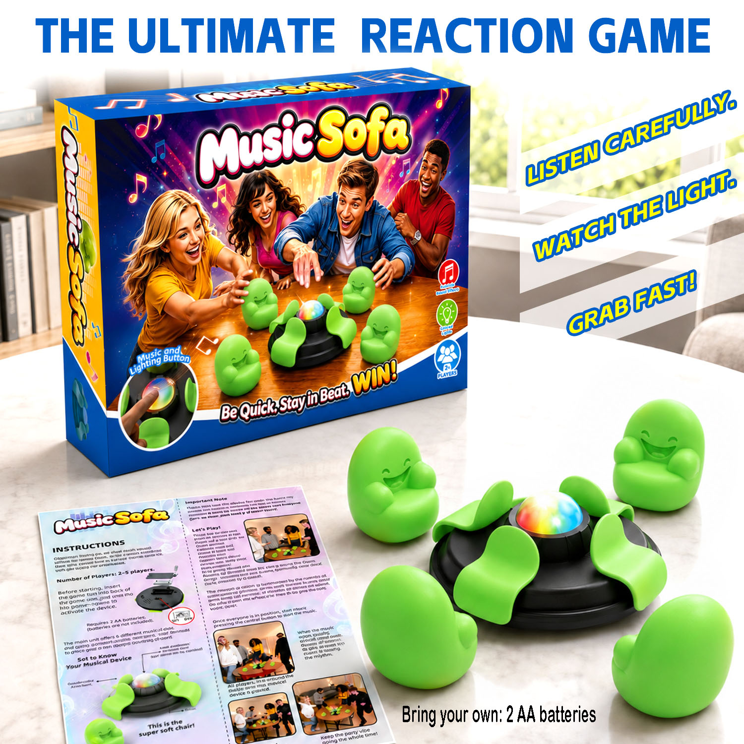 Quick Games Party - Muzikale stoel voor kinderen, grijpspel, familiefeest,