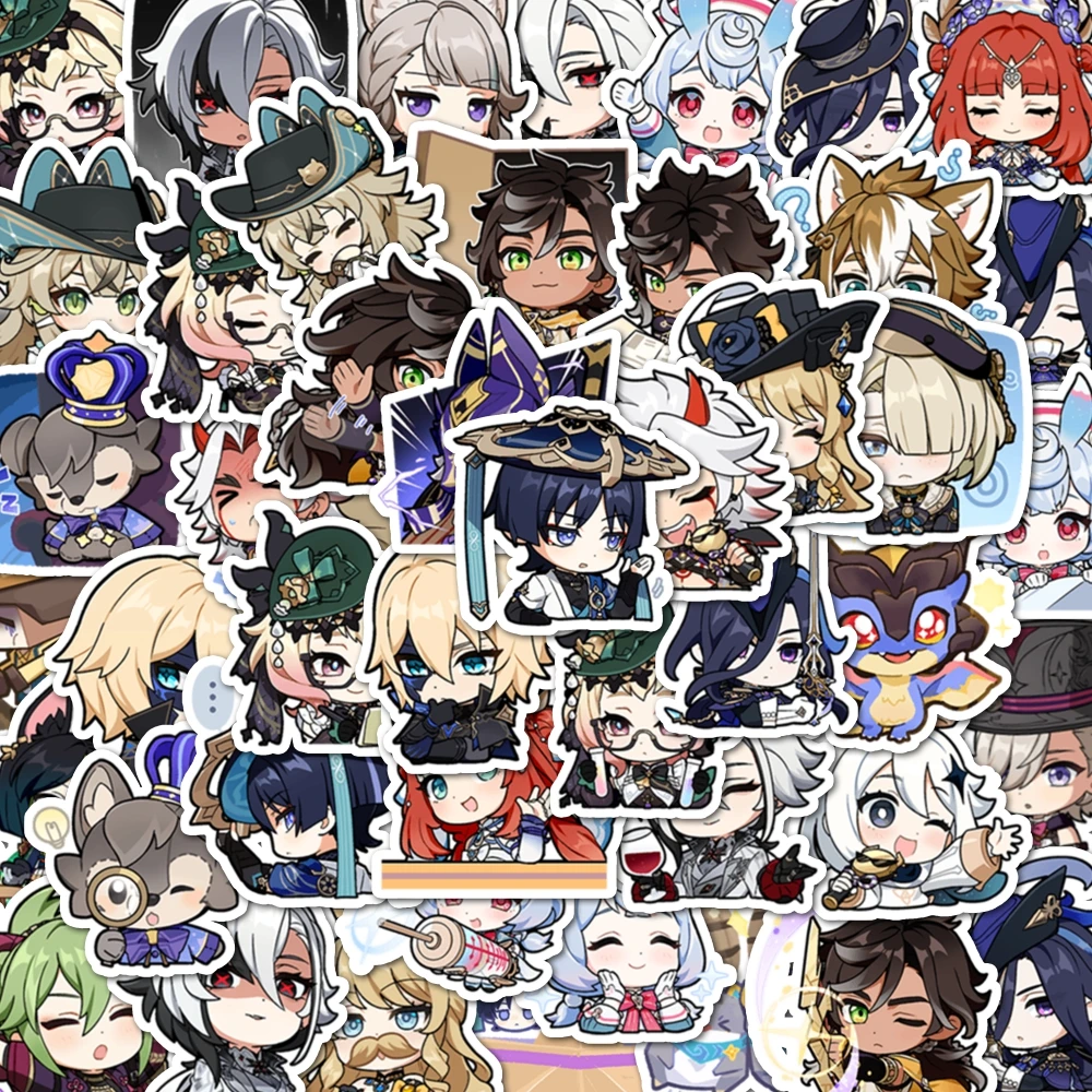 Party Games Indoor - 48 stuks spelkarakter Genshin Impact-stickers, zelfpasta,