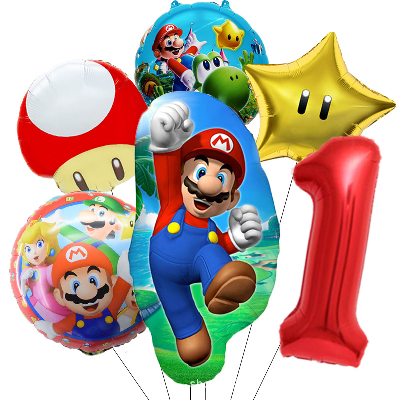 Party Games Mario - 6 stks Mario Bros Ballon Kinderen